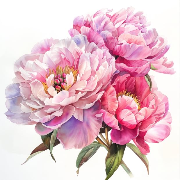 MAKTEM Watercolor Peony Flower Decal  Floral Vinyl Removable Elegant Sticker  Decorative Peony Decal for Auto  Bumper  Trunck  Window  Pink Peonies (Pink) - Image 1